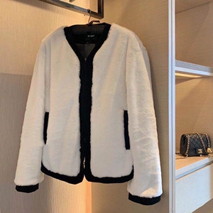 代购we11done2020秋冬新品拼接羊羔毛外套we11男女款宽松加厚夹克