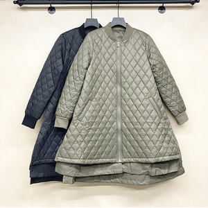 2020冬新款森绘19389-1衍缝格中长款轻薄棉服女棒球服领棉衣棉袄