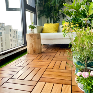 防腐木地板户外露台木地板阳台自铺拼接防水改造黄檀木浅色木地板