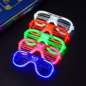 定制发光眼镜酒吧派对演唱会道具荧光LED闪光百叶窗儿童地摊玩具