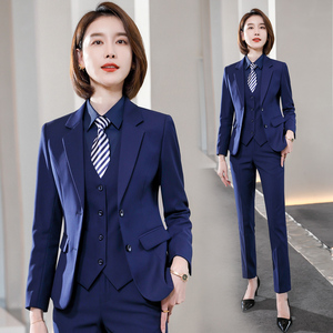 宝蓝色西装套装女春秋2024新款酒店经理工作服高端套裙西服职业装