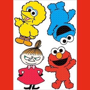 f18/vintage复古怀旧磁性冰箱贴芝麻街手帐贴纸贴画日韩文具卡通