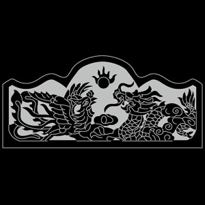 161 石雕墓碑龙凤碑头线描图 线雕图