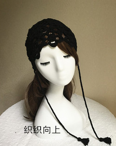 棉线手工编织镂空包头帽子  类似杨丽萍款中国风民族风头饰发饰