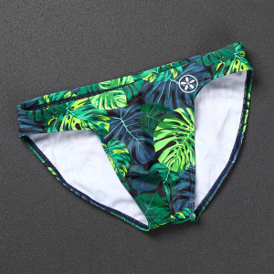 丛林绿低腰游泳裤男士成人性感比基尼超小度假泡温泉泳衣美黑潮流