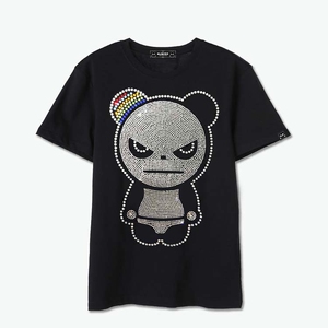 潮牌熊猫短袖 彩虹耳朵男女学生t恤