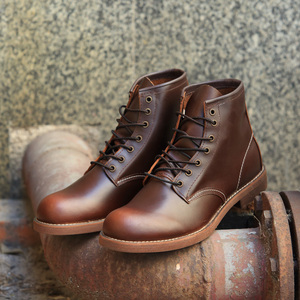 red8115机车靴复古咔叽短靴红翼wing牛皮马丁靴工装靴古着男鞋