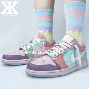 air jordan 1 aj1粉绿彩蛋糖果拼接马卡龙休闲篮球鞋 dj5196-615