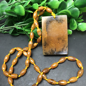 天然黄龙玉水草花项链牌子挂牌吊牌云南龙陵草花链子玉石吊坠挂件