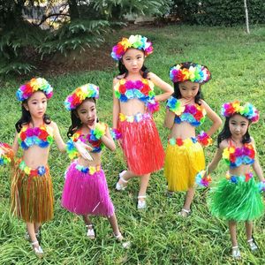 夏威夷儿童六一舞蹈幼儿园演出加裙海草舞服装花环胸衣草裙五件套