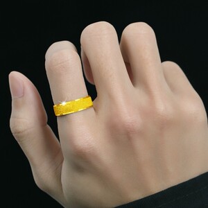 个性简约黄金色戒指男士时尚欧币饰品潮男戒指越南沙金指环4人付款9