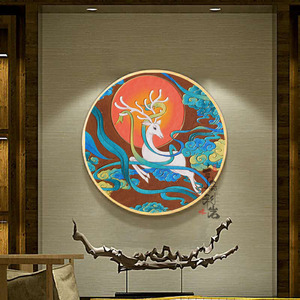 阑珊鹿 景泰蓝金丝纯手工掐丝珐琅画diy材料包居家客厅玄关装饰画