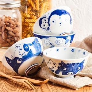 日本进口美浓烧十二生肖轻量型卡通饭碗甜品碗日式陶瓷碗儿童碗