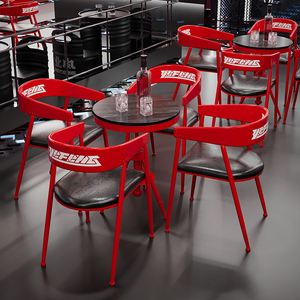 工业风桌椅组合奶茶店咖啡厅餐台椅酒吧休息区洽谈桌网红餐饮家具