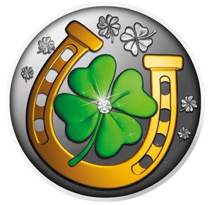 【海寧潮现货】喀麦隆2022年幸运钱币四叶草和马蹄铁镶嵌水晶银币