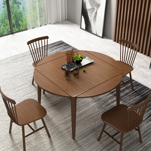 方桌变圆桌全实木折叠餐桌圆形小户型家用正方形多功能伸缩饭桌子