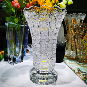 p捷克原装进口bohemia波西米亚水晶玻璃花瓶手工车刻欧式装饰花瓶