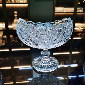 p捷克原装进口水晶玻璃果盘水果盘果斗客厅家用欧式手工车刻果盘