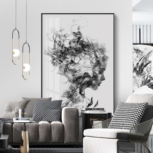 现代黑白人物装饰画北欧客厅玄关挂画设计艺术工作室壁画简约墙画