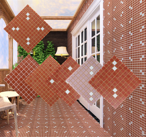 普通玻璃马赛克瓷砖虾红色外墙马赛克老款纸贴马赛克阳台围墙花坛