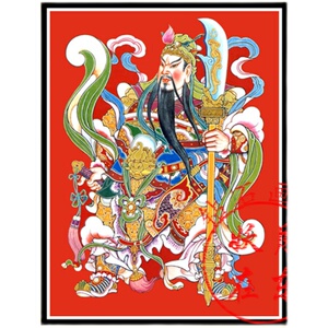 64花梨旗舰店天猫2022年钻石画5d满钻新款客厅玄关竖版关公关羽关