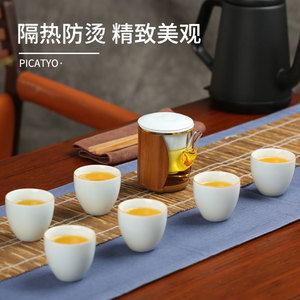青瓷整套茶具套装家用功夫茶道办公室竹茶盘原创设计茶艺玻璃壶组