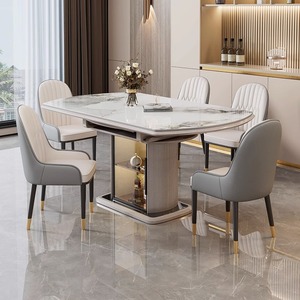 实木岩板餐桌椅2024新款现代简约轻奢家用可折叠客厅椅子组合火锅
