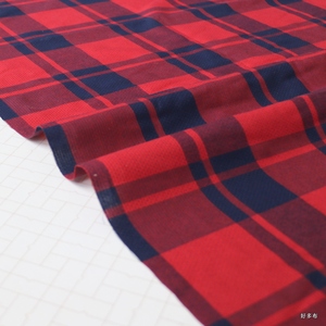 日本进口全棉先染色织红黑白格子布料衬衫连衣裙面料手工布艺diy