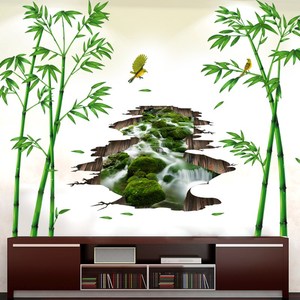 墙贴纸客厅电视墙壁背景山水画