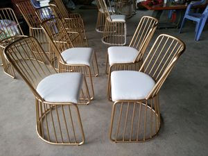 北欧现代铁艺金色餐椅设计师休闲单椅酒吧椅高脚椅创意椅子