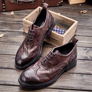 英伦复古雕花布洛克男鞋真皮商务休闲皮鞋男鞋子男厚底德比鞋潮