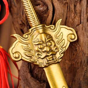 护宅兽头小铜剑铜刀纯铜镇宅辟邪挂件剑道家法器镇宅装饰风水法器