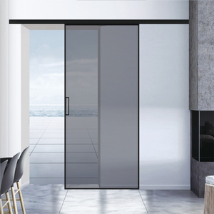 玻璃隔断推拉滑单移动门厨房现代简约窄边防夹手钢化定做开放长虹