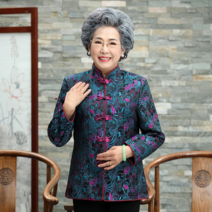 中老年唐装女装上衣秋冬盘扣中式春季外套缎面中年妈妈中国风棉衣
