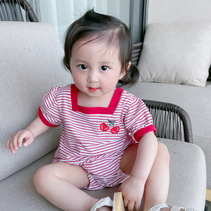 女婴儿童夏装连体衣服宝宝6包屁衣女童洋气套装夏季薄款连衣裙t恤