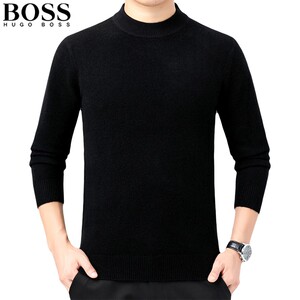 国际大牌boss羊绒衫男加厚圆领冬季新款商务保暖毛衣纯羊绒针织衫
