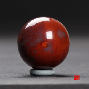 31mm上谷战国红玛瑙 大圆珠 宣化红缟珠 圆球手球 收藏精品AY0318