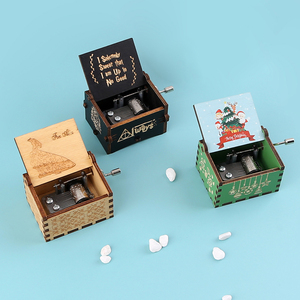 木质音乐盒创意手摇经典哈利彩绘雕刻圣诞节日生日情侣八音盒礼物