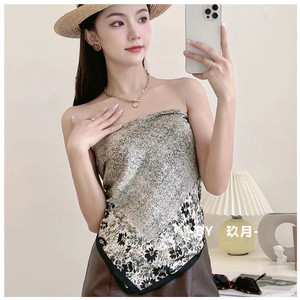 韩国ins黑色系花朵温柔气质知性大气职业ol装饰抹胸腰带丝巾发带