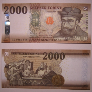 匈牙利2000福林2016年全新unc外国钱币保真收藏纸钞 p-204a真品