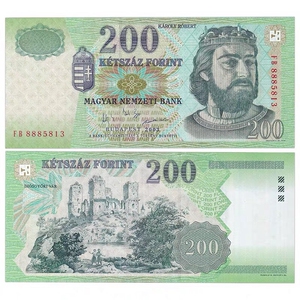 【欧洲】全新unc 匈牙利200福林 纸币 外国钱币 2003年 p-187c