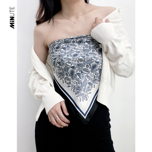 性感~法式辣妹腰果花方巾抹胸夏季脖子防晒披肩薄款小丝巾发带女