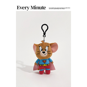 EMINUTE正版猫和老鼠超人杰瑞钥匙扣挂件可爱包挂饰卡通毛绒玩具