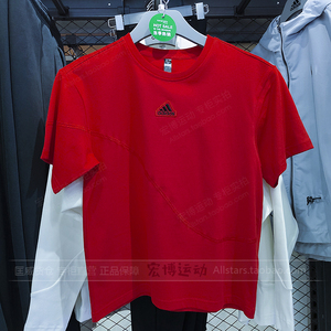 阿迪达斯女子2024龙年新年限定红色休闲运动短袖T恤IZ3139 IZ3141