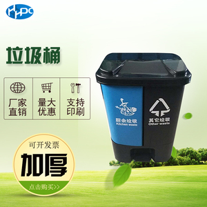 现货塑料分类双桶垃圾桶30l新料40l室内户外环卫脚踏带盖开票印字