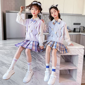 jk制服裙女童正版全套闺蜜姐妹装春季连衣裙夏款小学生百褶学院风