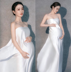 新款时尚孕妇照写真服装裙影楼拍照抖音同款白色孕妈咪摄影服饰