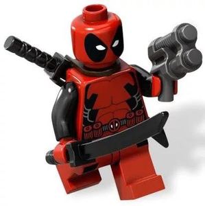 乐高lego 超级英雄 人仔 死侍 sh032 配双刀和枪 6866