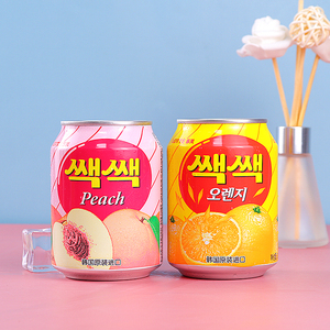 乐天LOTTE韩国原装进口果肉饮品网红粒粒橙果汁桃汁饮料12罐