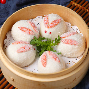 卡通兔子包椰奶包子兔年馒头儿童面点速冻食品早餐方便蒸速食